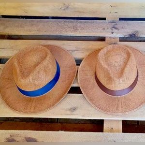 Cowboy beach hat with ribbon detail. 100% handmade in from jute. Tan brown.